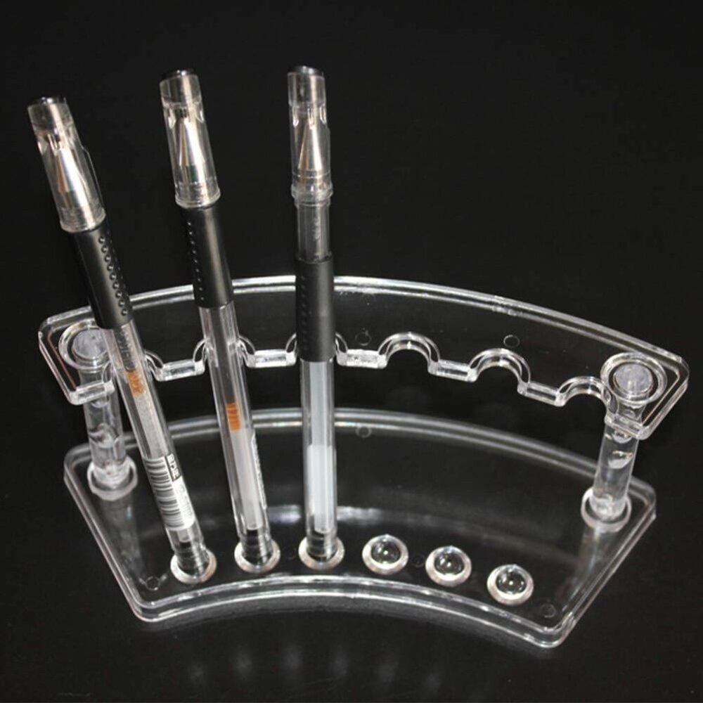 Clear Plastic Pen Holder Display Stand - 4 Pack, 6-Slot Organizer for Home Offic - Picture 5 of 7